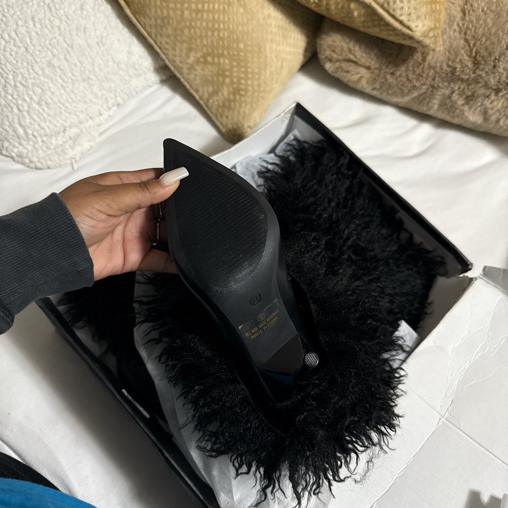 Faux mongolian fur boots